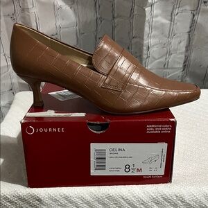 Journee Collection Brown Croc-Pattern Heels